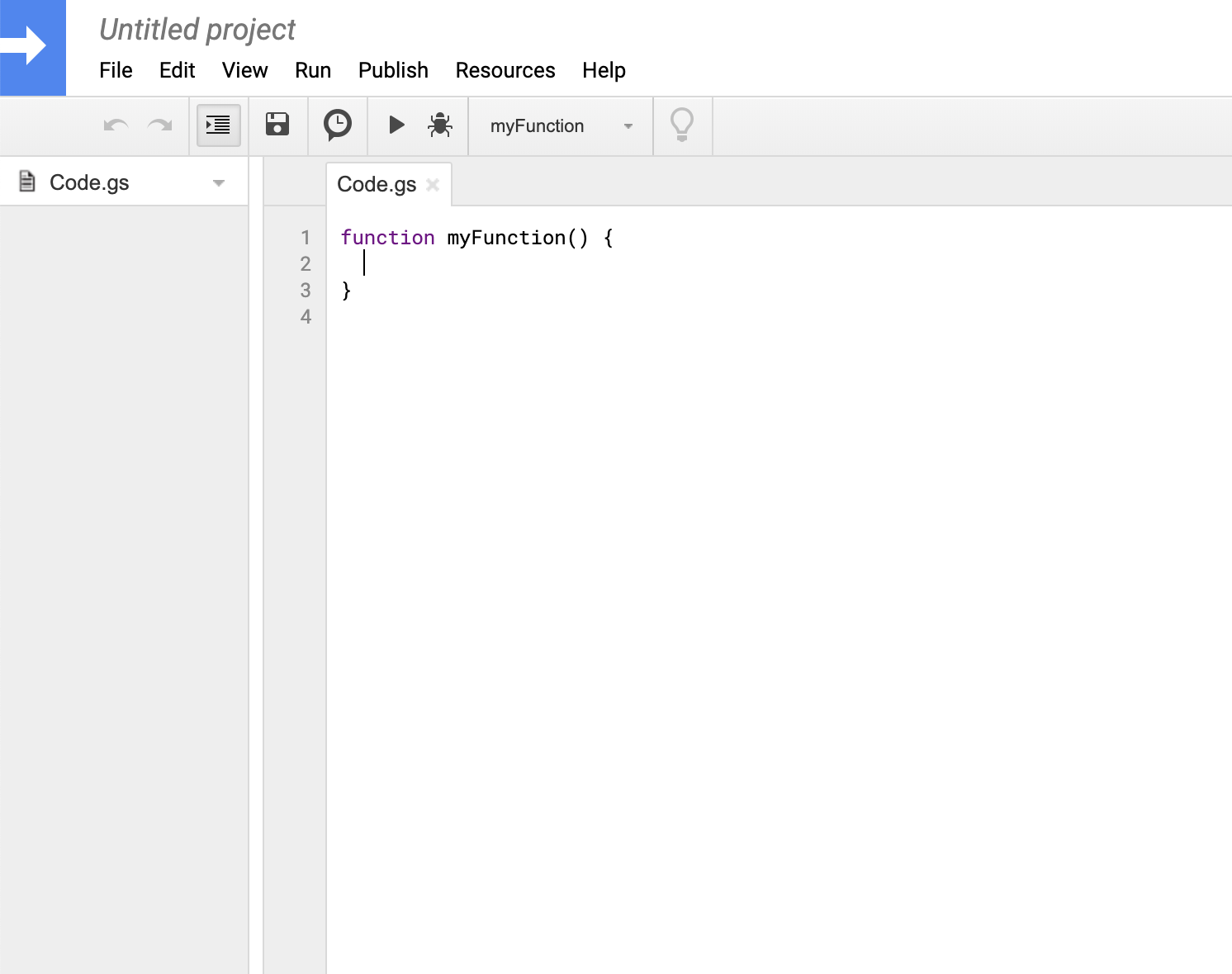 Google Sheets empty script editor