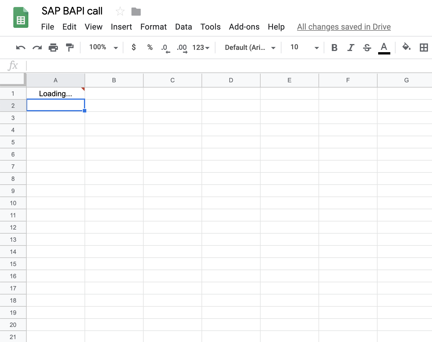 Google Sheets BAPI loading